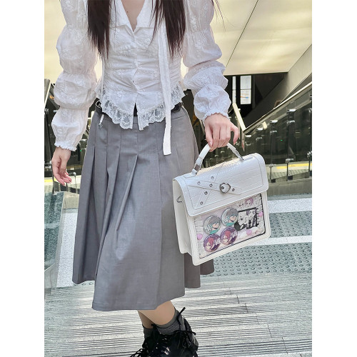 嗚咚小鋪原創亞文化哥特辣妹透明二次元吧唧痛包女pu【黑桃派對】