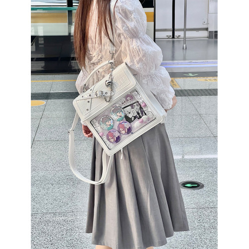 嗚咚小鋪原創亞文化哥特辣妹透明二次元吧唧痛包女pu【黑桃派對】