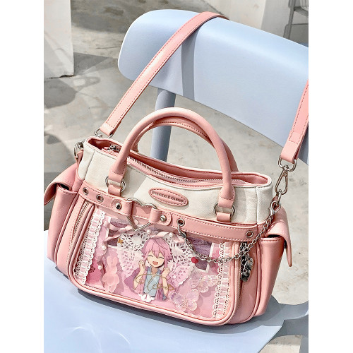 香蕉家原創設計鏈戀雙拼痛包漫展二次元小食量娃包單肩斜背手提包