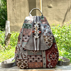 新款雲南原創民族風印花棉麻布雙肩包休閒旅遊後後背包復古加大潮包