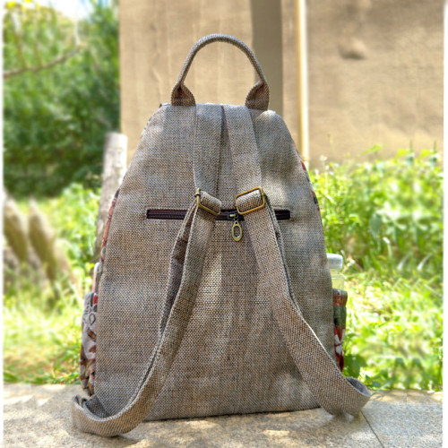 新款雲南原創民族風印花棉麻布雙肩包休閒旅遊後後背包復古加大潮包