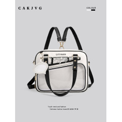 CAKJVG學生漫畫風小食量痛包大容量雙肩包2024新款書包單肩斜後後背包