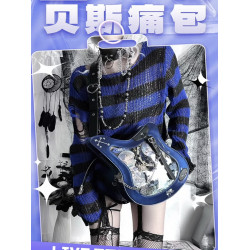 原創貝斯痛包鐳射斜背單肩包辣妹少女透明個性二次元潮流吉他包
