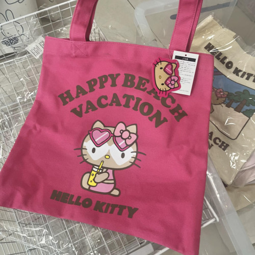 日本沖繩限定halo凱蒂單肩包高顔值kt貓墨鏡黑皮辣妹手提帆布包 日本沖繩限定halo凱蒂單肩包高顔值kt貓墨鏡黑皮辣妹手提帆布包