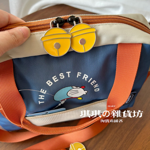 日系卡通可愛時尚單肩包兒童旅行包藍貓貓提袋學院風叮噹包斜後後背包