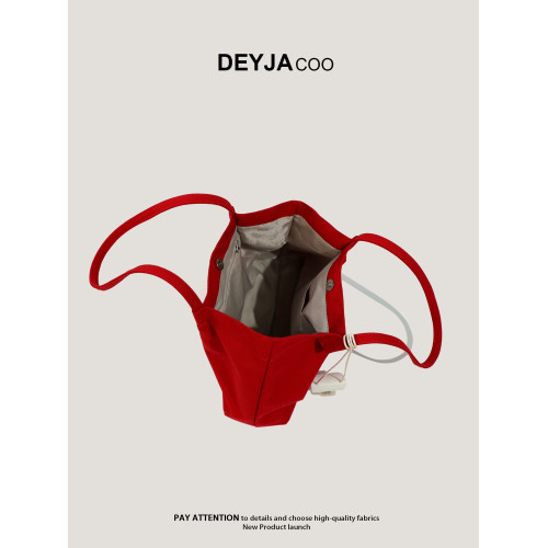 2025超火新款紅色帆布包托特包大學生上課通勤大容量單肩包女夏天