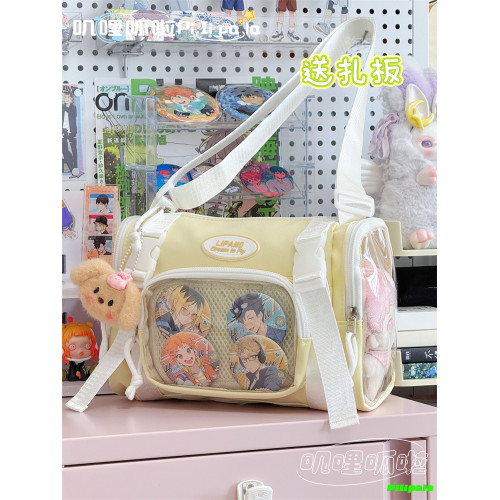 日系二次元百搭透明吧唧痛包10cm少女娃包休閒斜後後背包迷你手機小包