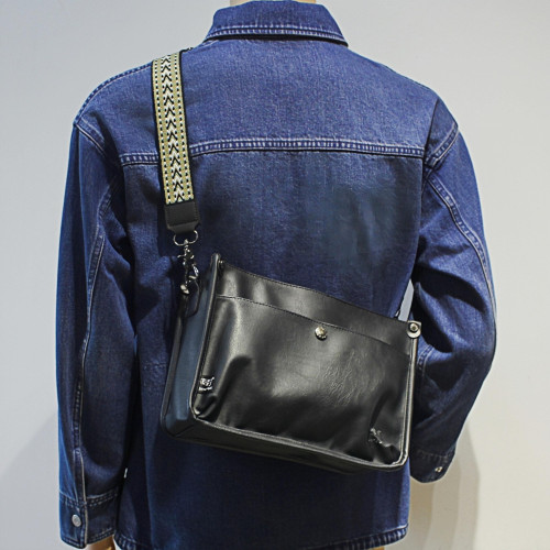 2025新款皮質小方包男通勤休閒單肩斜後後背包多口袋手機小包潮小挎包