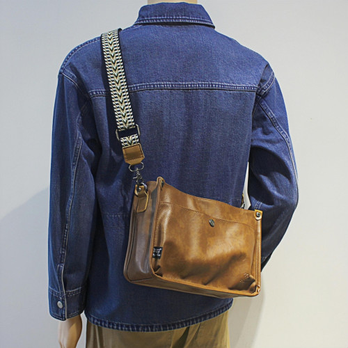 2025新款皮質小方包男通勤休閒單肩斜後後背包多口袋手機小包潮小挎包