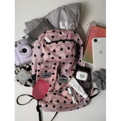 Heisan包後後背包輕便波點雙肩包戶外運動包heisan尼龍包登山包女包