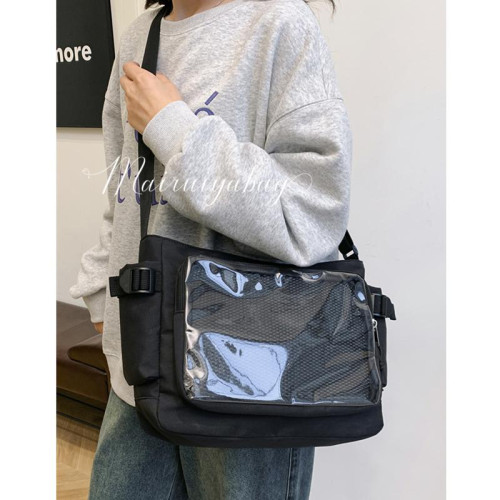 少女學生大容量上課郵差包女可愛吧唧透明痛包簡約百搭單肩斜後後背包 少女學生大容量上課郵差包女可愛吧唧透明痛包簡約百搭單肩斜後後背包