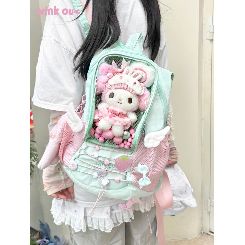 winkouv外出小痛包日常小食量大容量娃穀兩用20cm娃包雙肩後後背包