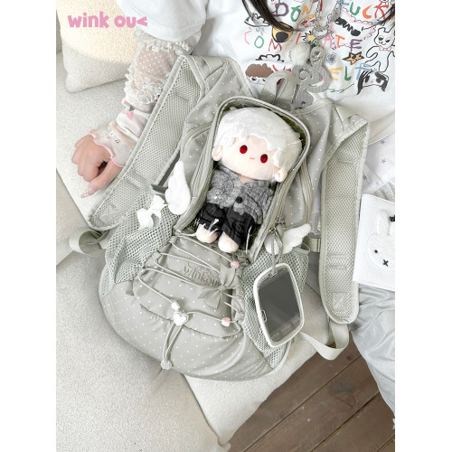 winkouv外出小痛包日常小食量大容量娃穀兩用20cm娃包雙肩後後背包