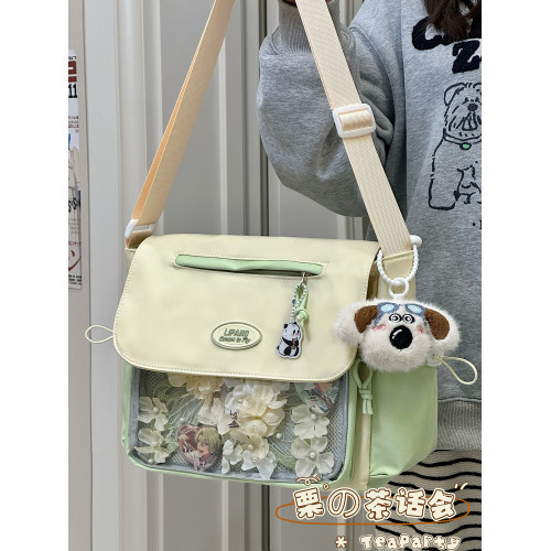 日系ins可愛吧唧穀子痛包日常斜後後背包女 大容量學生黨上課包單肩包