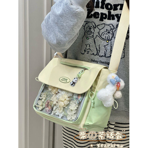 日系ins可愛吧唧穀子痛包日常斜後後背包女 大容量學生黨上課包單肩包