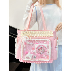 日系小清新二次元吧唧痛包可愛小學生初中生斜後後背包女孩補課單肩包