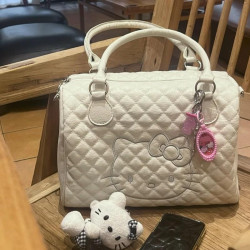 中古HelloKitty托特包可愛甜妹軟皮單肩手提包女大容量外出旅行袋