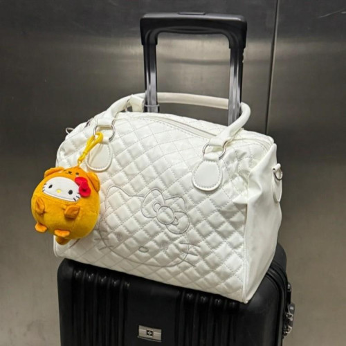 中古HelloKitty托特包可愛甜妹軟皮單肩手提包女大容量外出旅行袋