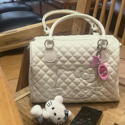 中古HelloKitty托特包可愛甜妹軟皮單肩手提包女大容量外出旅行袋