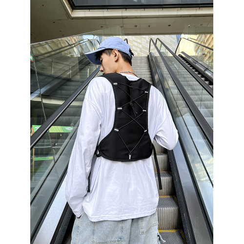 潮酷暗黑機能風戰術工裝馬甲背心包反光輕便騎行跑步收納手機包