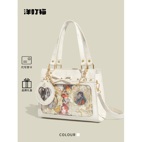 洋叮貓原創設計日常透明痛包女生二次元吧唧穀子大容量斜背托特包