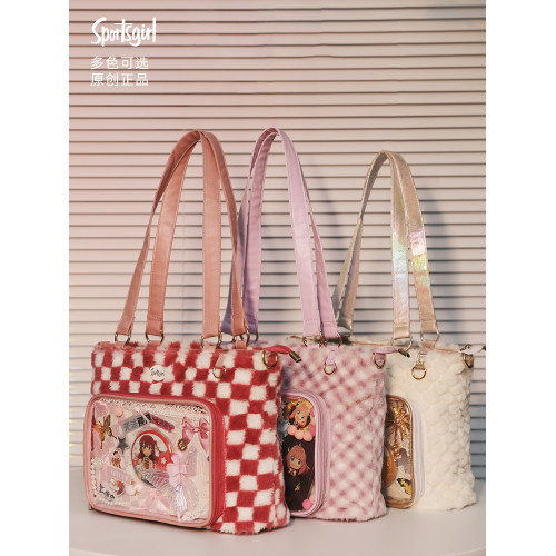 Sportsgirl原創設計痛包大食量毛絨托特包斜背手提Lolita秋冬通勤