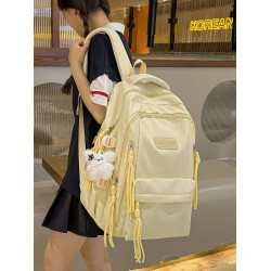 高顔值純色大容量書包女生初中生高中休閒雙肩包寬肩帶小學生後後背包