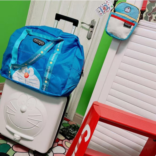 可愛卡通藍胖子系列折曡化妝包補妝包外大容量可掛洗漱包出旅行包