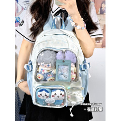 日系可愛透明痛包雙肩初中學生大容量書包女輕便吧唧15cm10cm娃包