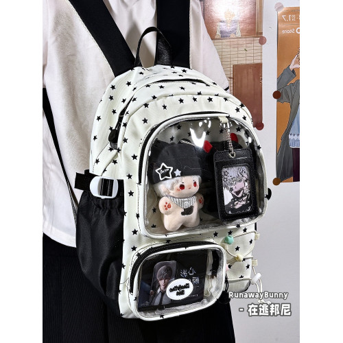 日系可愛透明痛包雙肩初中學生大容量書包女輕便吧唧15cm10cm娃包 日系可愛透明痛包雙肩初中學生大容量書包女輕便吧唧15cm10cm娃包