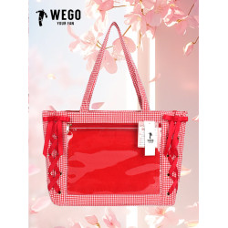 WEGO絲帶痛絲皇多巴胺格子限定色穀子吧唧二次元S碼手拎托特痛包