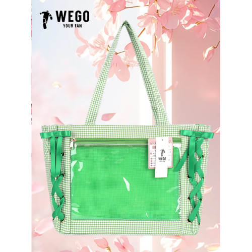 WEGO絲帶痛絲皇多巴胺格子限定色穀子吧唧二次元S碼手拎托特痛包