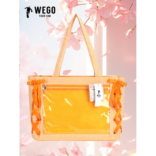 WEGO絲帶痛絲皇多巴胺格子限定色穀子吧唧二次元S碼手拎托特痛包
