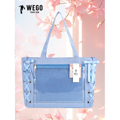 WEGO絲帶痛絲皇多巴胺格子限定色穀子吧唧二次元S碼手拎托特痛包