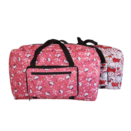 旅行包卡通可愛大容量可折曡手提包防水單肩包插拉桿旅行袋行李包