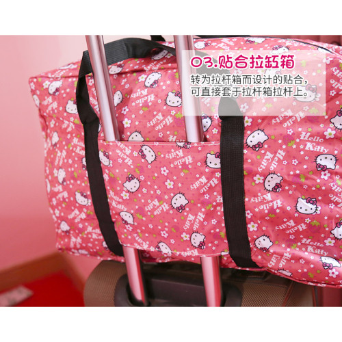 旅行包卡通可愛大容量可折曡手提包防水單肩包插拉桿旅行袋行李包