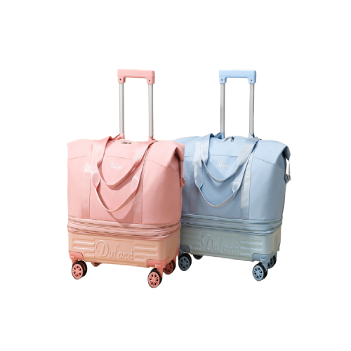 萬向輪旅行包可折曡行李箱輕便拉桿包大容量待産包潮行李袋帶滑輪