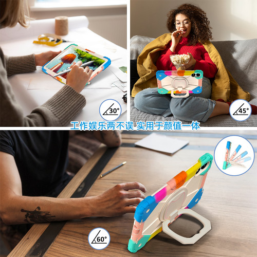 適合紅米平板pro保護套可旋轉小米poco pad12.1寸殼全包矽膠redmi2024款學習平板防摔手提懸掛護眼鋼化膜pad2