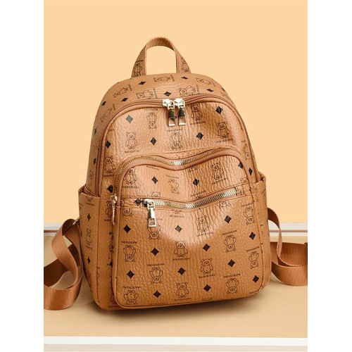 真皮女士小熊雙肩後後背包新款軟皮大學生休閒書包ins時尚旅行出遊包