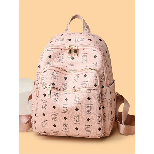 真皮女士小熊雙肩後後背包新款軟皮大學生休閒書包ins時尚旅行出遊包