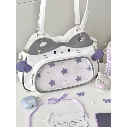 日稚商店原創貓咪痛包大容量小食量娃包尼龍斜後後背包可愛學生電腦包