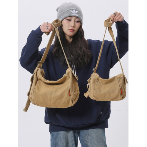 帆布包單肩郵差包小斜後後背包包拉鍊男透氣裝書補課通勤休閒復古後後背包