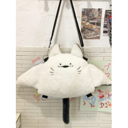 新款魔鬼魚雙肩包女個性公仔毛絨玩偶斜後後背包日系可愛少女卡通後後背包
