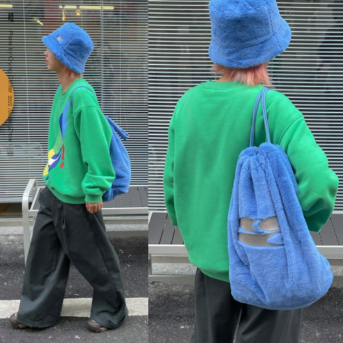 CryingCenter 特別藍大毛絨絨束繩包後後背包 哭喊中心