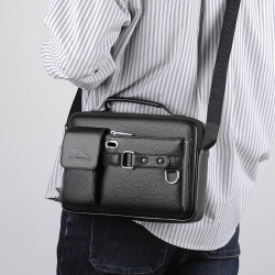 單肩包斜後後背包男款真皮男士商務休閒橫款牛皮公文包男款手提包後後背包