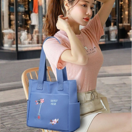 新款布包女學生輕便上寬補習包袋單肩百搭大容量托特手拎包通勤包