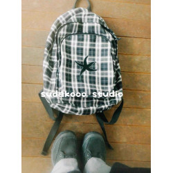 sudakooo韓系 復古格子海星大容量雙肩包後後背包