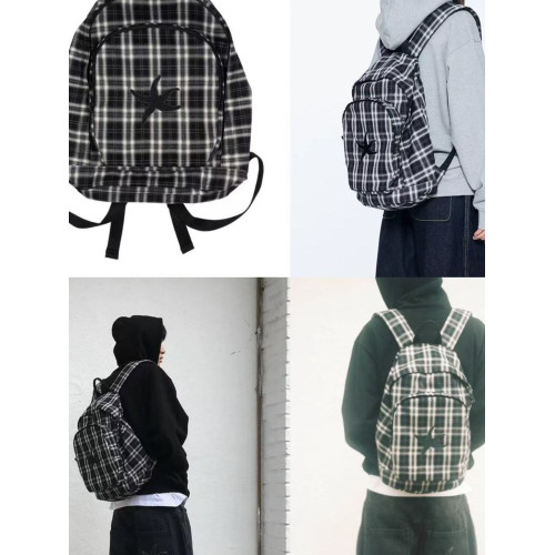 sudakooo韓系 復古格子海星大容量雙肩包後後背包