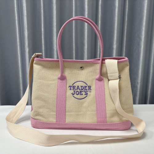 Trader Joe's包缺德舅帆布花園包大容量撞色手提包單肩斜背托特包