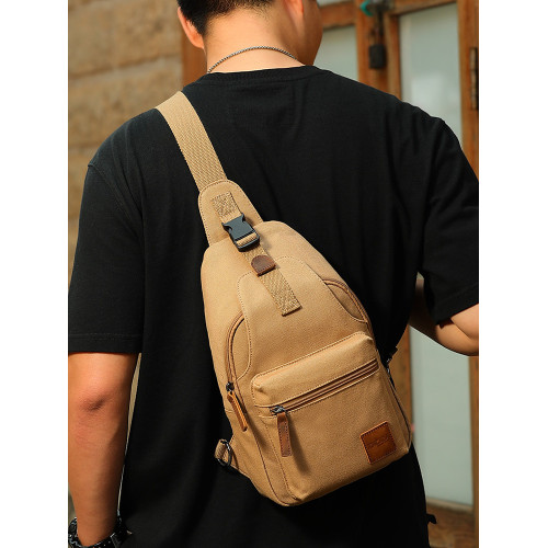 斜後後背包男單肩包潮牌胸包男士包包小後後背包潮流休閒帆布韓版胸前男包